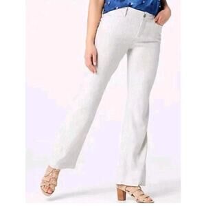 NYDJ The Trouser Pants 12P Black White Stripe Slub Stretch EUC